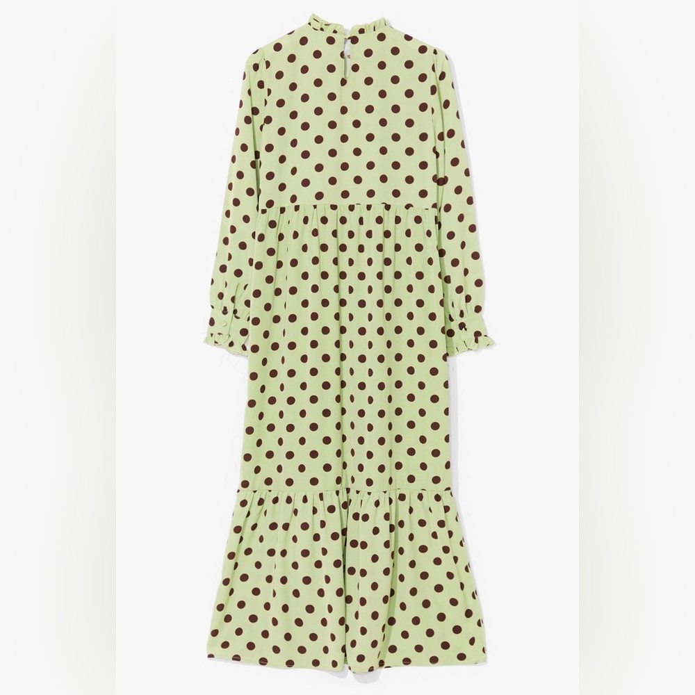 Polka Dot Tiered Long Sleeve Satin Maxi Dress – Never Worn